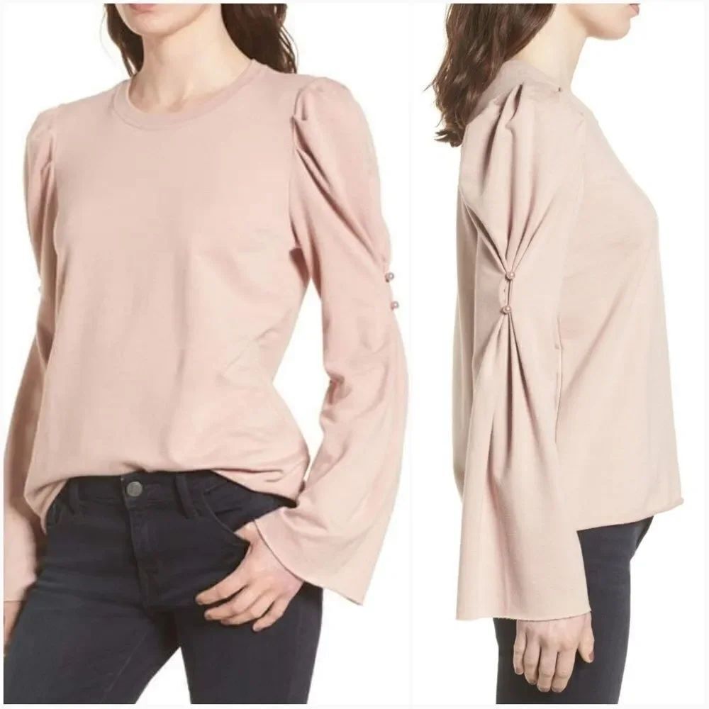 Hinge Pearl Button Long Sleeve Top Size Medium